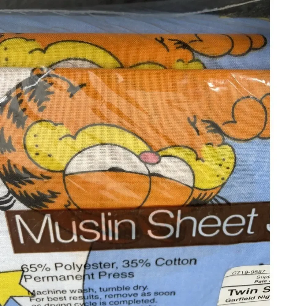 Vtg 1978 Garfield Twin Sheet Set – Moon & Stars Blue 3 Pc NIP New in Package